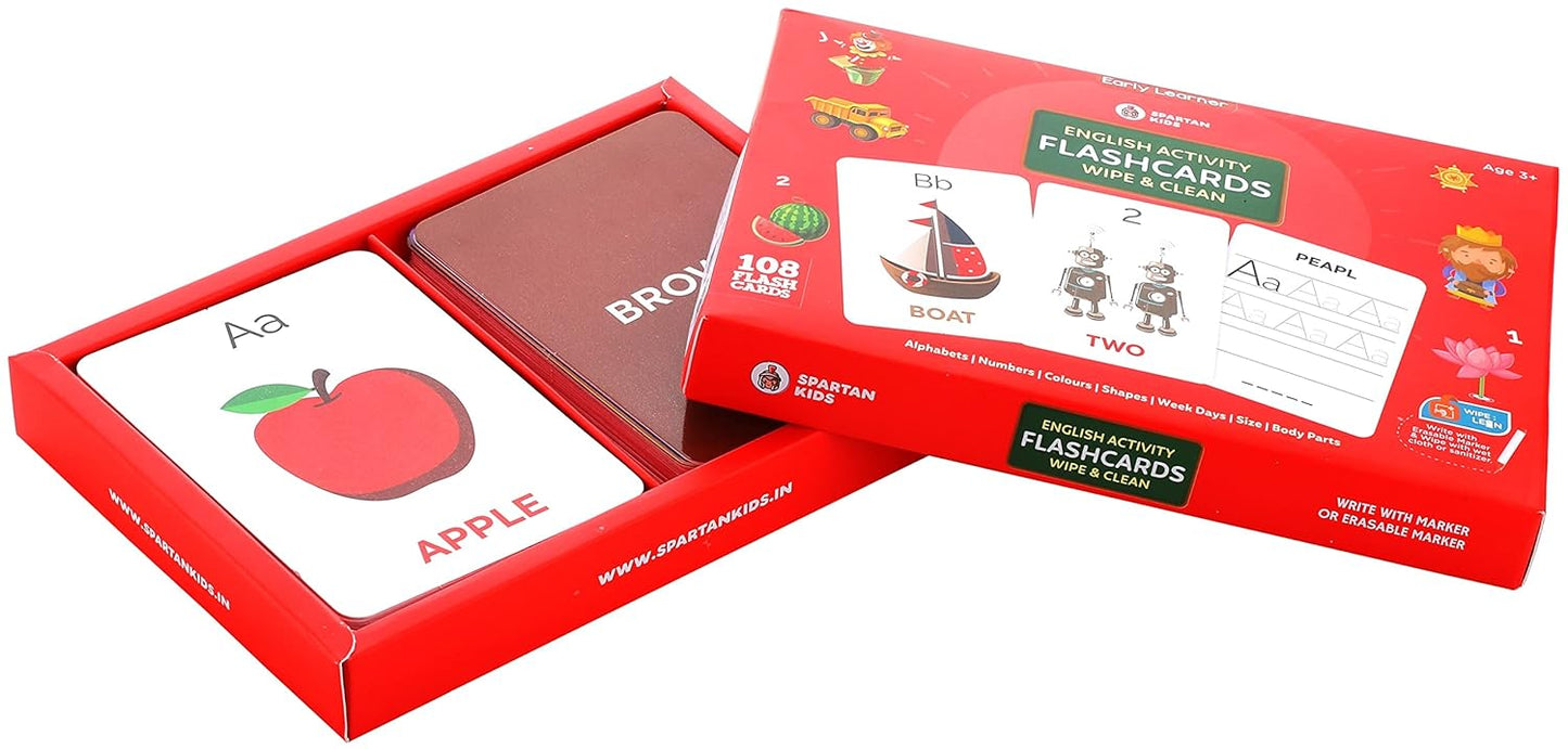 Pre-Loved (As good as new) 108 High Contrast Flash Cards – Wipe-Clean Learning Set for Kids