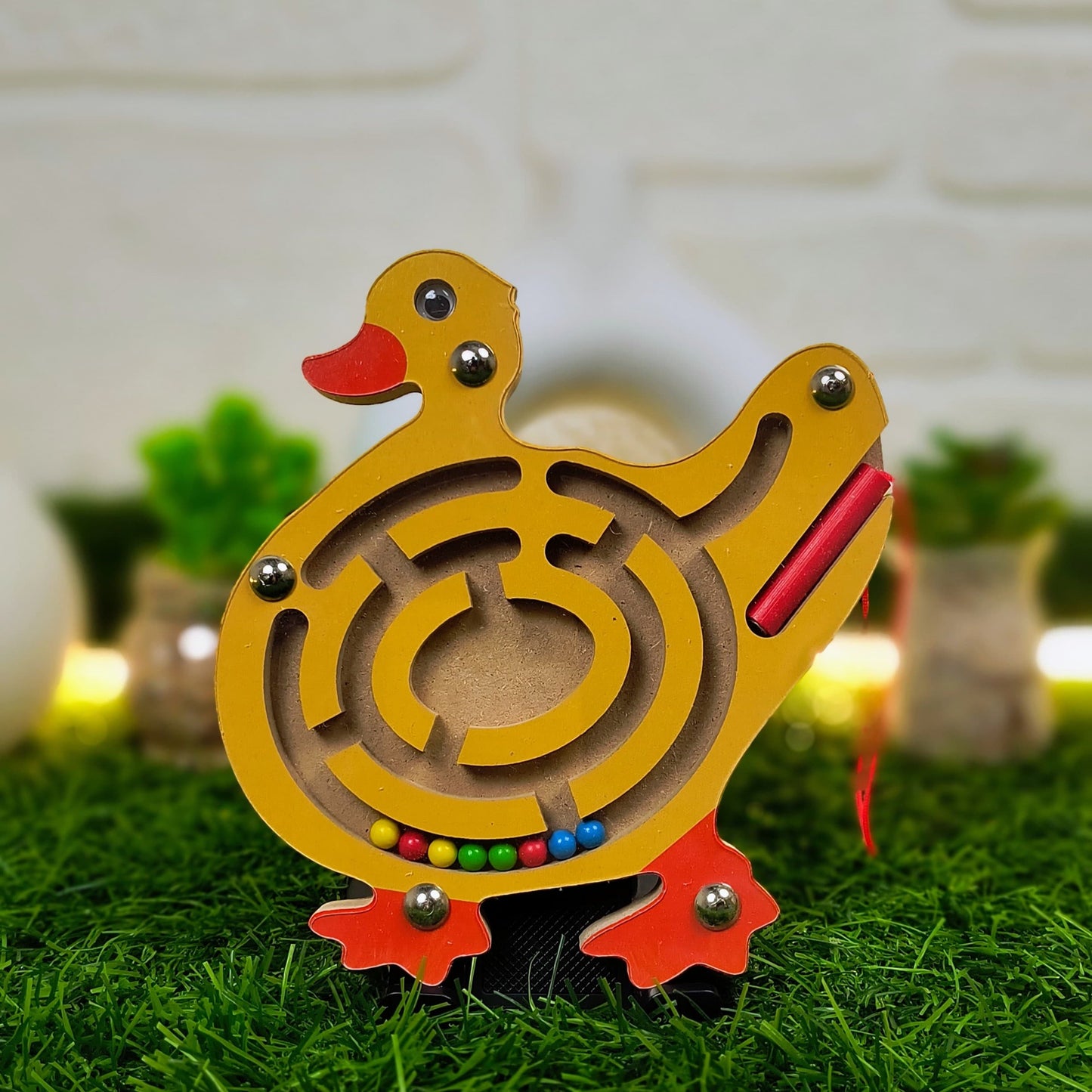 Animal Mini Magnetic Maze Game | Wooden Interactive Maze with Wand & Beads | Educational Traffic & Craft Toy for Kids