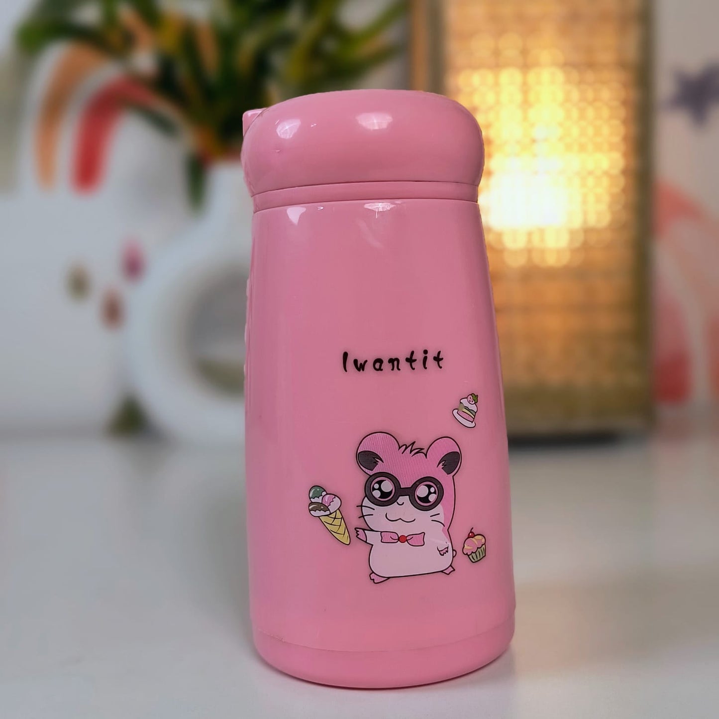 Cute Cartoon Printed Glass Water Bottle for Kids – Anti-Leak, 340ml School Water Bottle for Boys and Girls