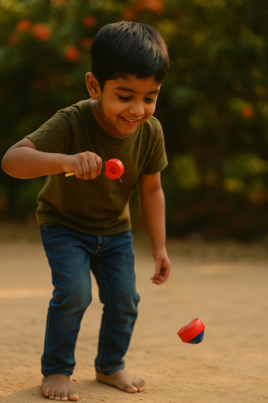 Handmade Wooden Spinning Top Toy | Indoor & Outdoor Fun