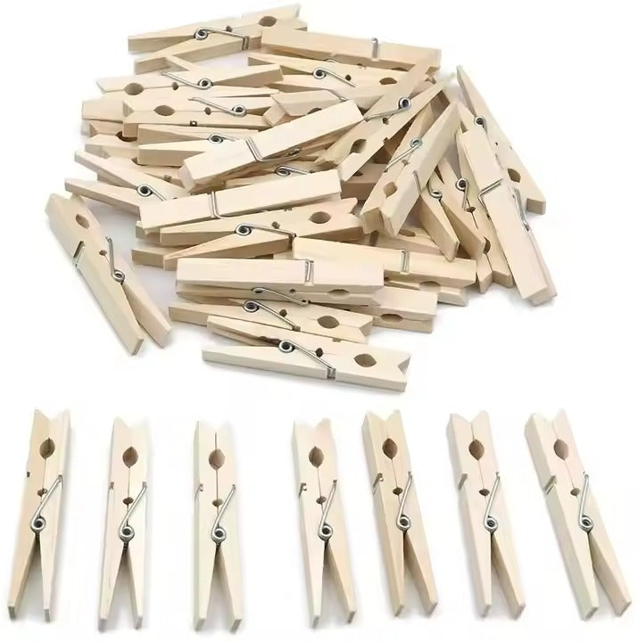 Wooden Mini-Clips - Perfect for Arts & Crafts, Photos, Memos & Home Decor (Set of 50 Clips)