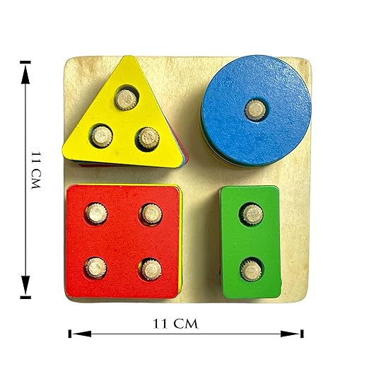 Wooden Shape Sorter Stacking Toy – Geometric Shape Puzzle for Toddlers | Ages 1+
