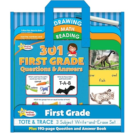 Active Minds First Grade Tote & Trace: Fun Learning Set for Kids.