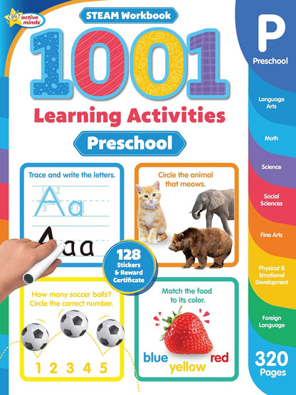 1001 Preschool Learning Activities: A Steam Workbook: Essential STEAM Workbook for Early Childhood Education