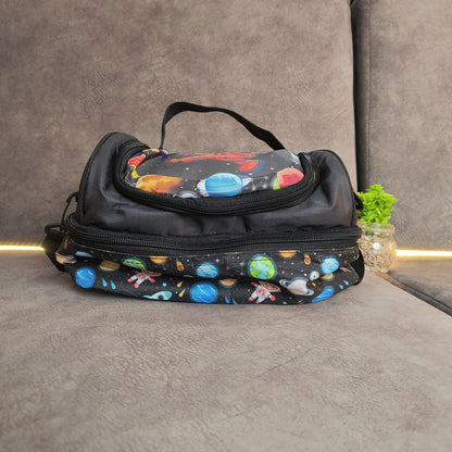 Space-Themed Multi-Compartment Travel Duffle Bag with Side Holders, Premium Chain & Stylish Design