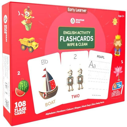 Pre-Loved (As good as new) 108 High Contrast Flash Cards – Wipe-Clean Learning Set for Kids