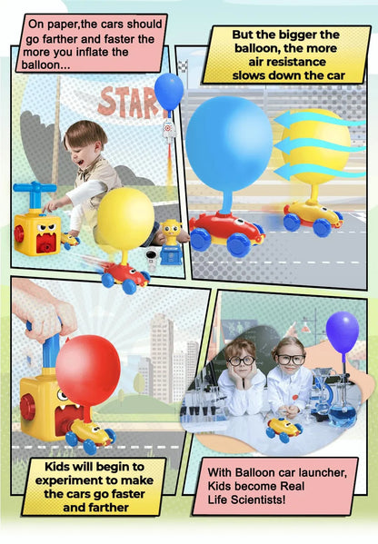 Air Balloon Launcher Car Launcher Aerodynamics Preschool Educational Science Stem Toys Manual Balloon Pump