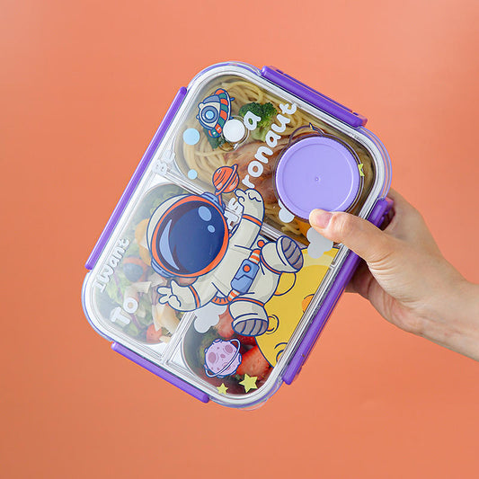 AstroMunch 2-Grid Bento Lunch Box | Leak-Proof Stainless Steel Tiffin with Utensils for Kids