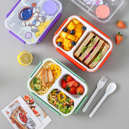 AstroMunch 2-Grid Bento Lunch Box | Leak-Proof Stainless Steel Tiffin with Utensils for Kids