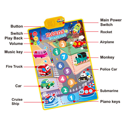 Transport Baby Music Sound Toddler Mat – Piano Touch Play Mat | 18M+ Interactive Toy