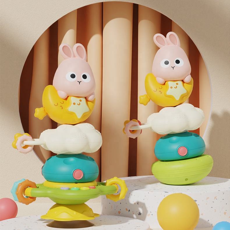 Rabbit Baby Stacking Suction Cup Spinner Toy – Musical Tumbler Rattle & Early Learning