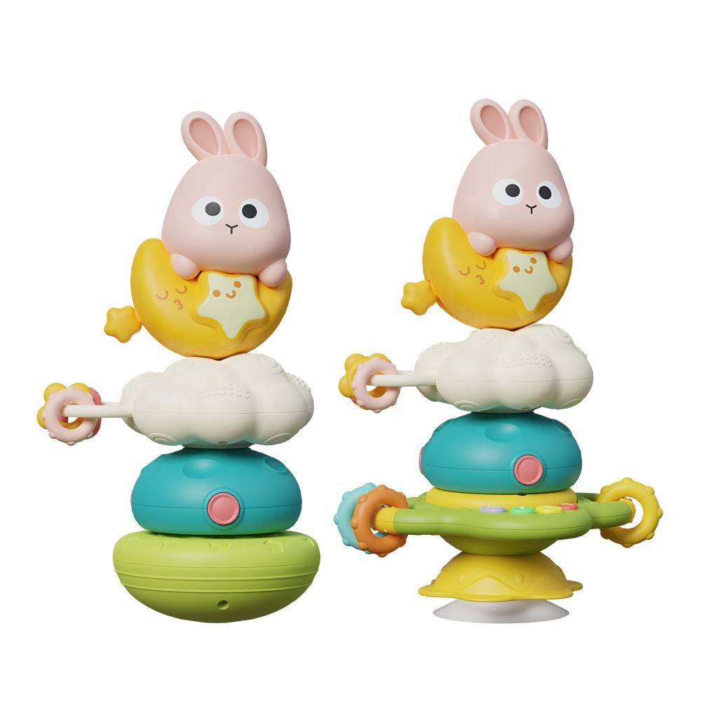 Rabbit Baby Stacking Suction Cup Spinner Toy – Musical Tumbler Rattle & Early Learning