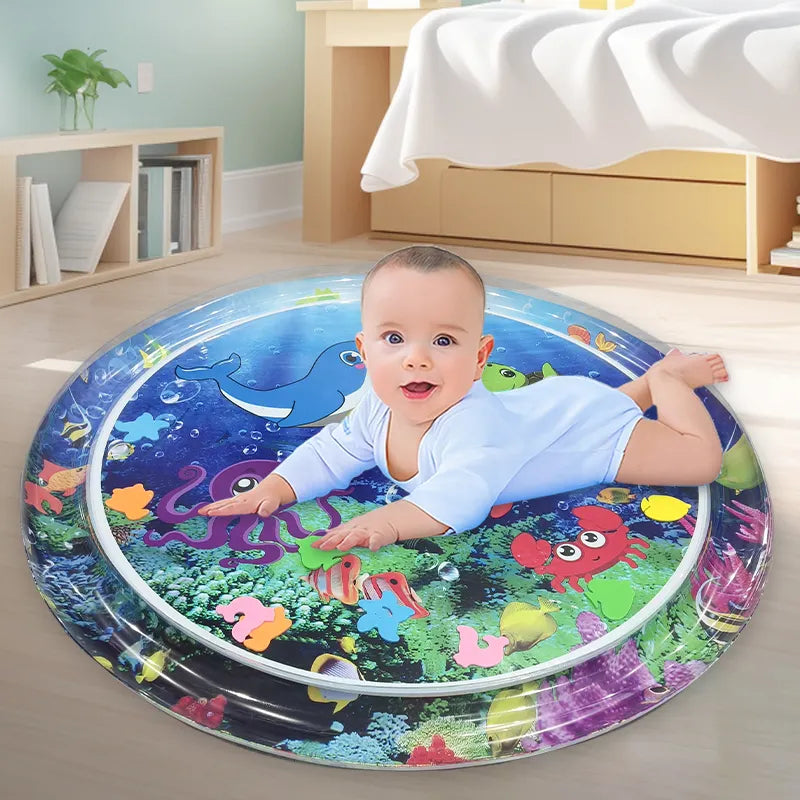 🌊 Inflatable Water Tummy Time Play Mat 100*100cm for Babies & Kids | Winter Summer Fun & Development