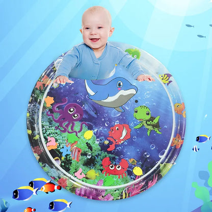 🌊 Inflatable Water Tummy Time Play Mat 100*100cm for Babies & Kids | Winter Summer Fun & Development