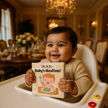 Baby Cloth Books Combo - Mealtime & Baby's Day | Soft Crinkle Fabric