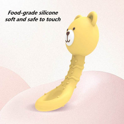 Bear Handle Silicone Teether Rattle - BPA Free Baby Teething Toy (Assorted)