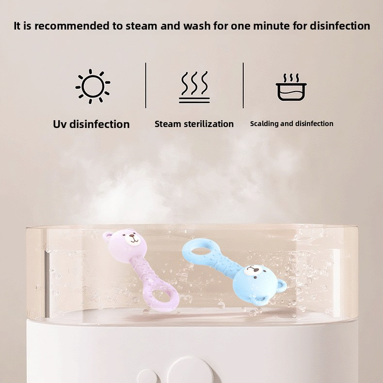 Bear Handle Silicone Teether Rattle - BPA Free Baby Teething Toy (Assorted)