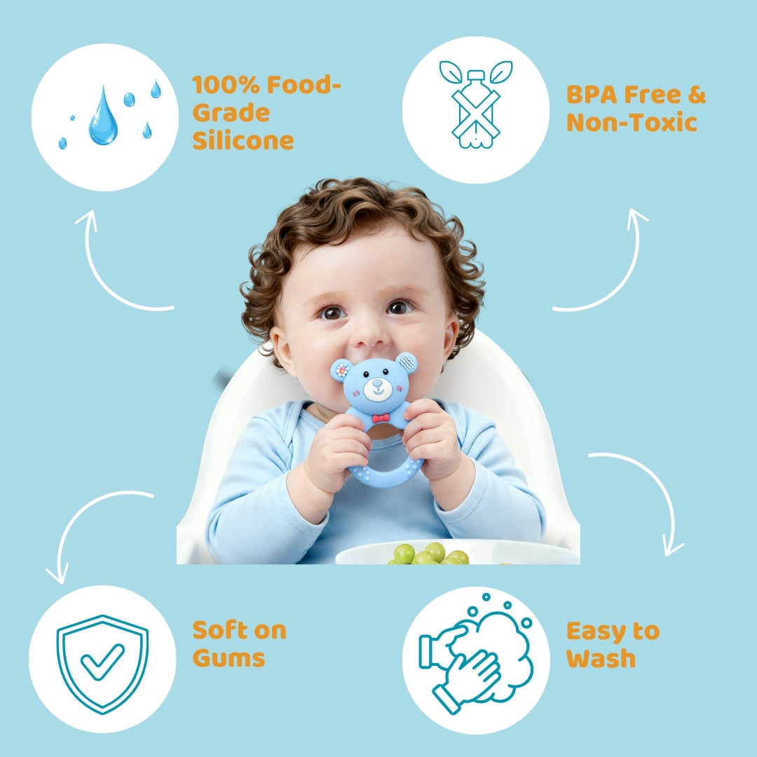 Bear Silicone Teether Rattle Baby Infant Soothing