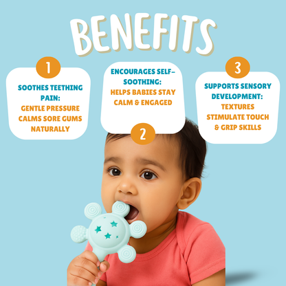 Sun Silicone Teether Rattle Toy – Soft, Safe Teething Relief for Babies 3-12M ( Assorted )