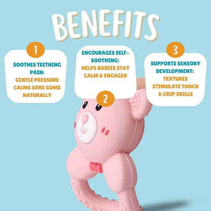 Bear Silicone Teether Rattle Baby Infant Soothing