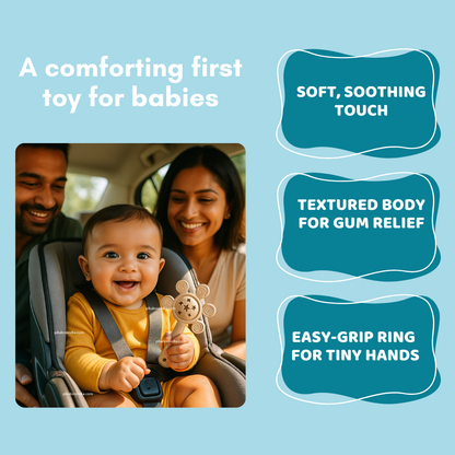 Sun Silicone Teether Rattle Toy – Soft, Safe Teething Relief for Babies 3-12M ( Assorted )