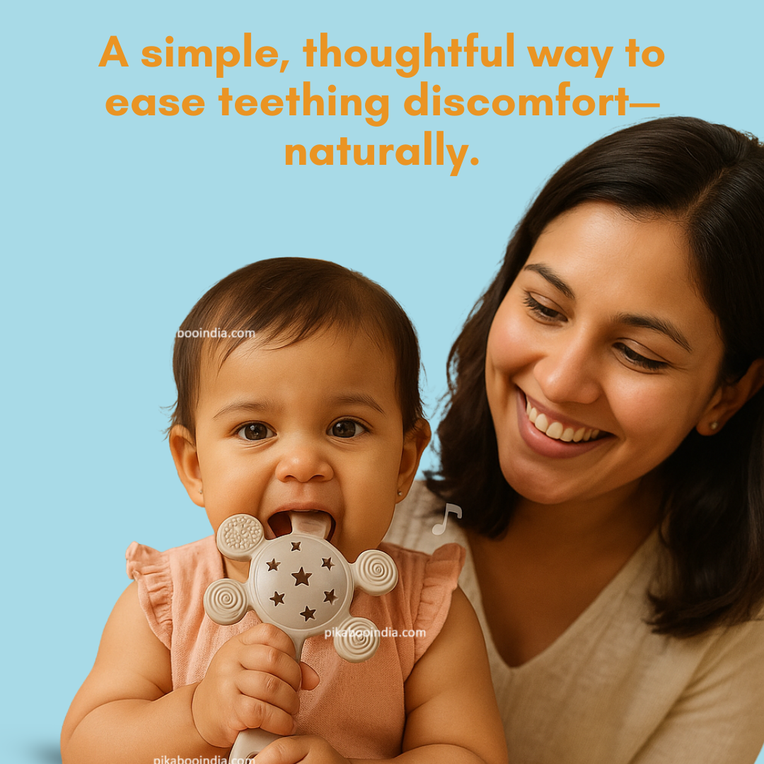 Sun Silicone Teether Rattle Toy – Soft, Safe Teething Relief for Babies 3-12M ( Assorted )