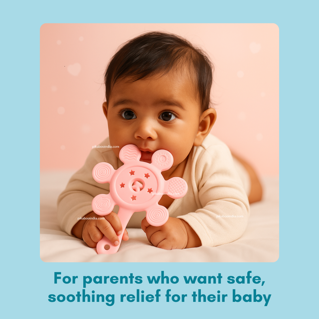 Sun Silicone Teether Rattle Toy – Soft, Safe Teething Relief for Babies 3-12M ( Assorted )