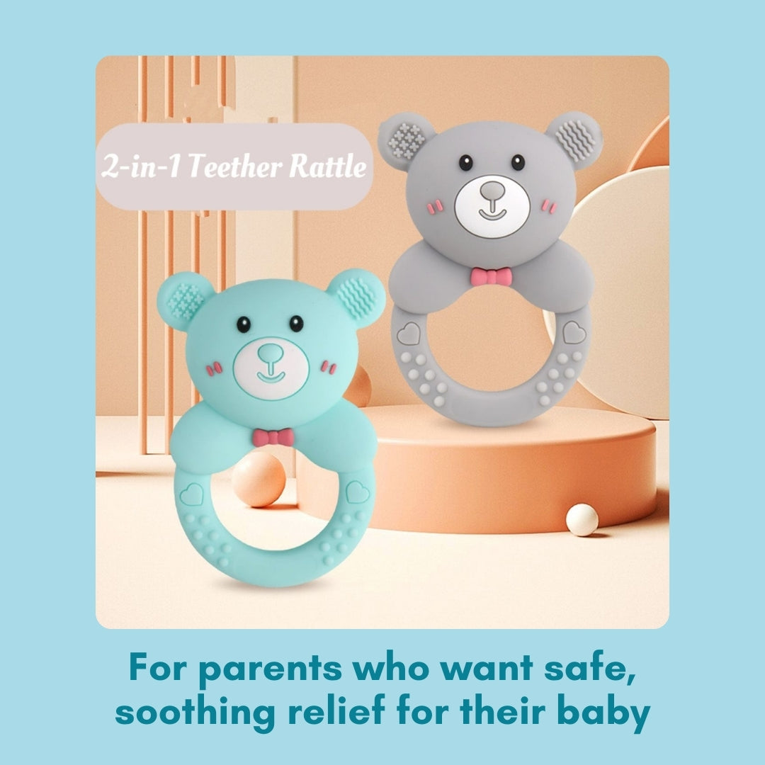 Bear Silicone Teether Rattle Baby Infant Soothing