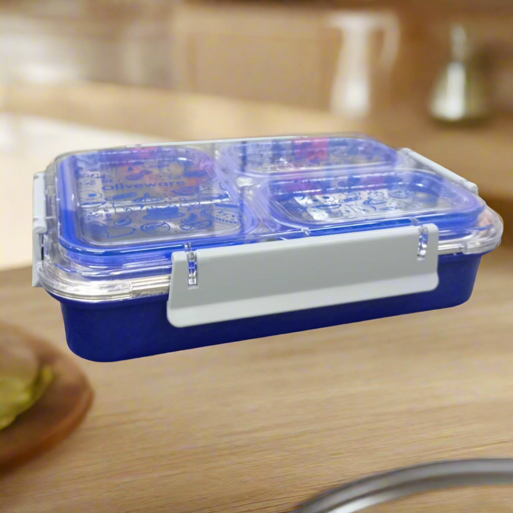 Buy 1 Get 1 Blue Bento Master 3 Insulated Steel Lunch Box  3 Compartments & Spoon Leakproof