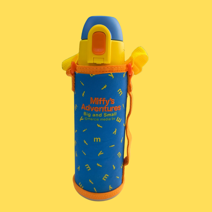 Blue Cartoon Thermos Water Bottle – 500ml Insulated Stainless Steel Hot & Cold Flask for Kids
