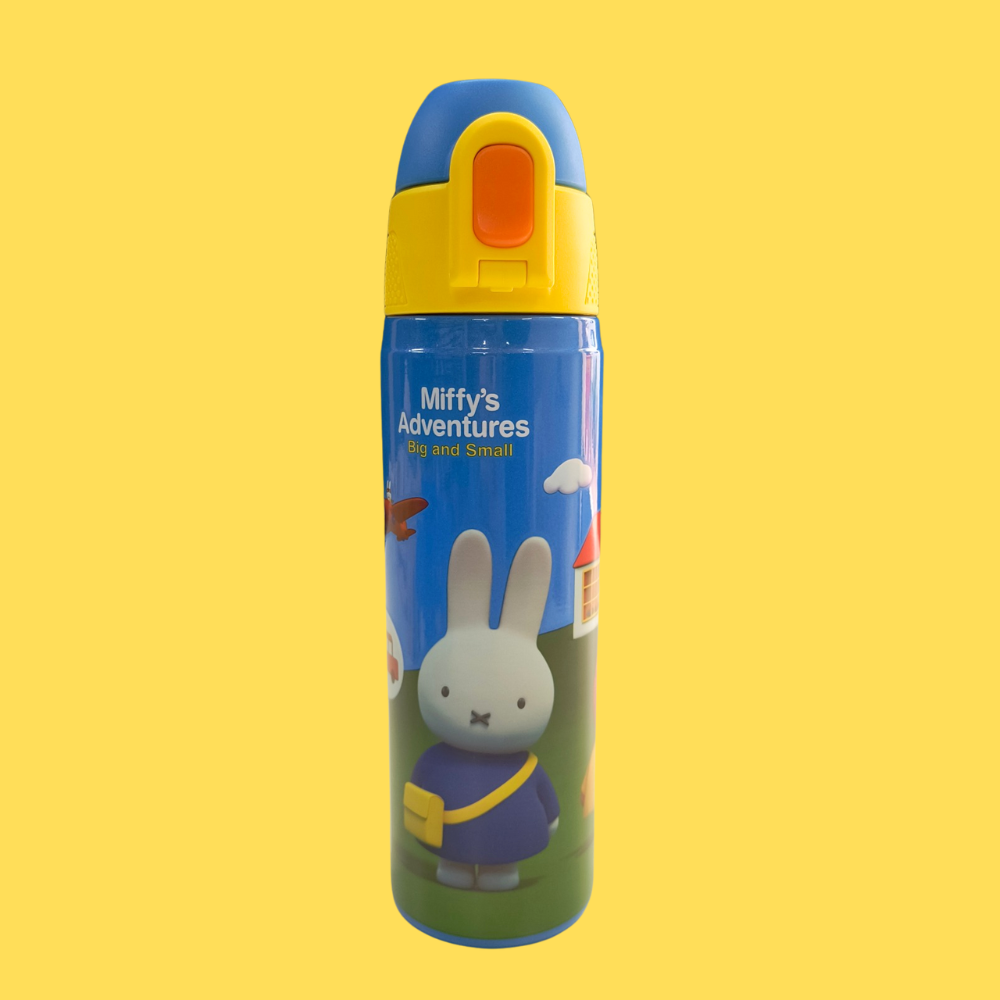 Blue Cartoon Thermos Water Bottle – 500ml Insulated Stainless Steel Hot & Cold Flask for Kids