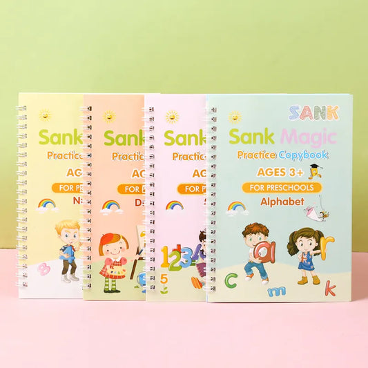 Magic Calligraphy Book Alphabets, Numbers, Drawings Tracing Book for Preschoolers with Pen