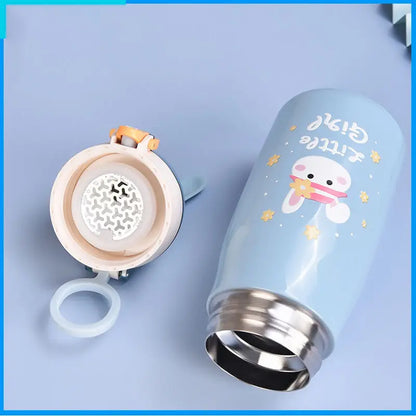 BunnySip Kids Water Bottle 300 ml – Cute Rabbit Ear Straw Sipper, Leakproof, BPA-Free, Insulated Stainless Steel Flask for School & Travel