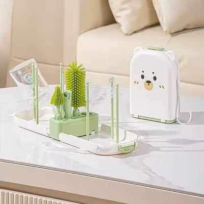 Multi-Functional Foldable Bottle Brush & Drain Rack – Perfect for Travel! ✨🍼