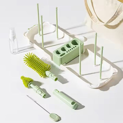 Multi-Functional Foldable Bottle Brush & Drain Rack – Perfect for Travel! ✨🍼