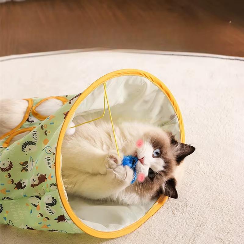 Cat Tunnel Bag with Plush Ball Toy