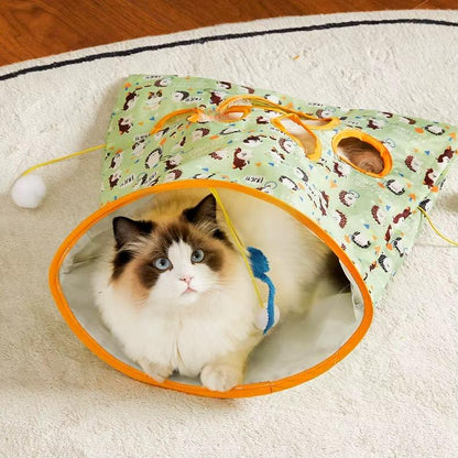 Cat Tunnel Bag with Plush Ball Toy