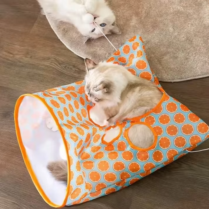 Cat Tunnel Bag with Plush Ball Toy