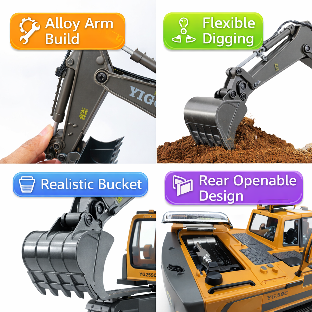 Construction Excavator RC Truck Kids Play Vehicle Toy