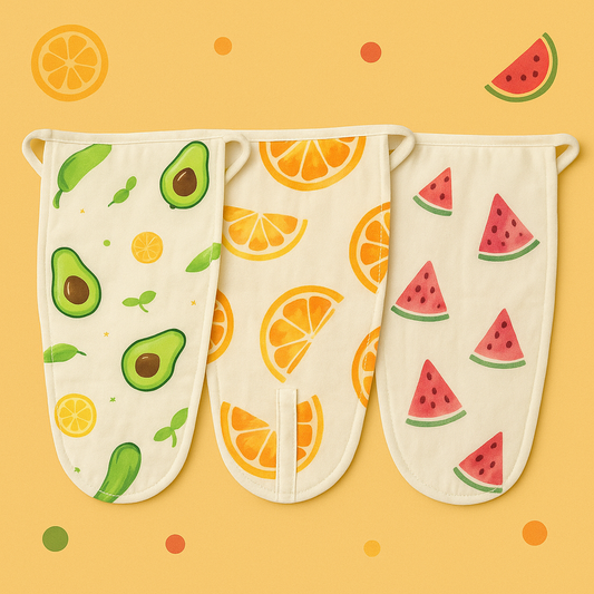 Set of 3 Organic Muslin Padded Nappies - Fruit-Themed, Soft, and Gentle for Your Baby's Comfort