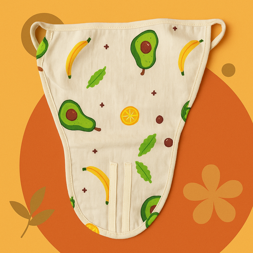Set of 3 Organic Muslin Padded Nappies - Fruit-Themed, Soft, and Gentle for Your Baby's Comfort