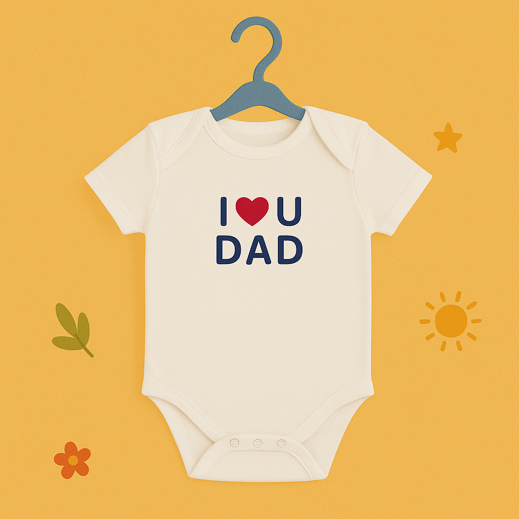 Organic Baby Bodysuit | I Love Mom & Dad Design – Ultra-Soft White Cotton for Delicate Newborn Skin