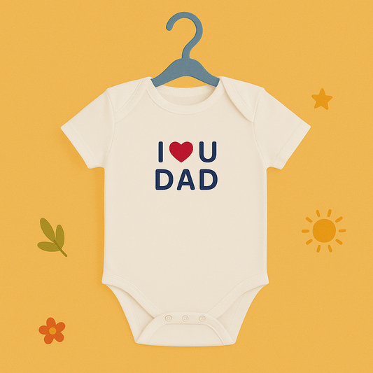 Organic Baby Bodysuit | I Love Mom & Dad Design – Ultra-Soft White Cotton for Delicate Newborn Skin