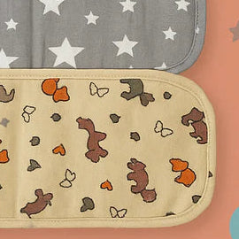 Organic Muslin Burp Cloth Set of 3 | Star, Riding Bunny & Squirrel Designs – Soft, Gentle & Absorbent for Baby’s Delicate Skin