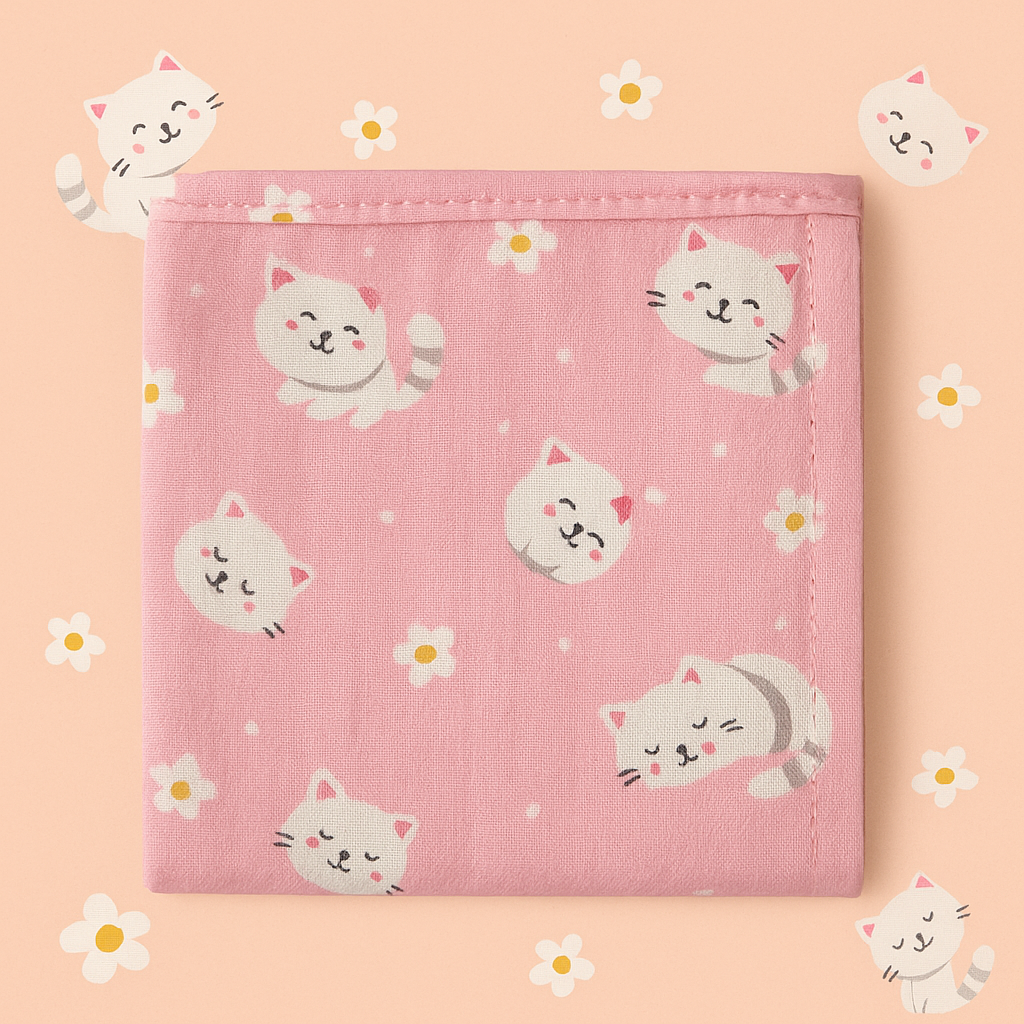 Organic Muslin Burp Cloth Set of 3 | Butterfly, Cat & Owl Designs – Soft, Absorbent & Gentle for Baby’s Comfort