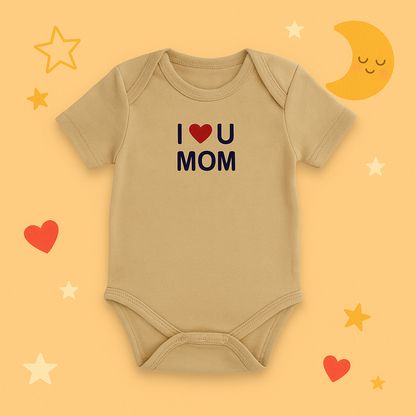 Organic Baby Bodysuit | I Love Mom & Dad Design – Ultra-Soft Cream Cotton for Delicate Newborn Skin