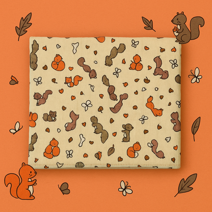 Cozy Forest Snuggles | Muslin Hooded Baby Wrapper – Cute Squirrel Design for Soft, Breathable Comfort