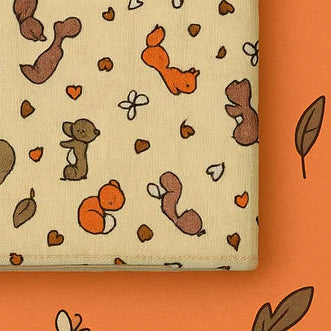 Cozy Forest Snuggles | Muslin Hooded Baby Wrapper – Cute Squirrel Design for Soft, Breathable Comfort
