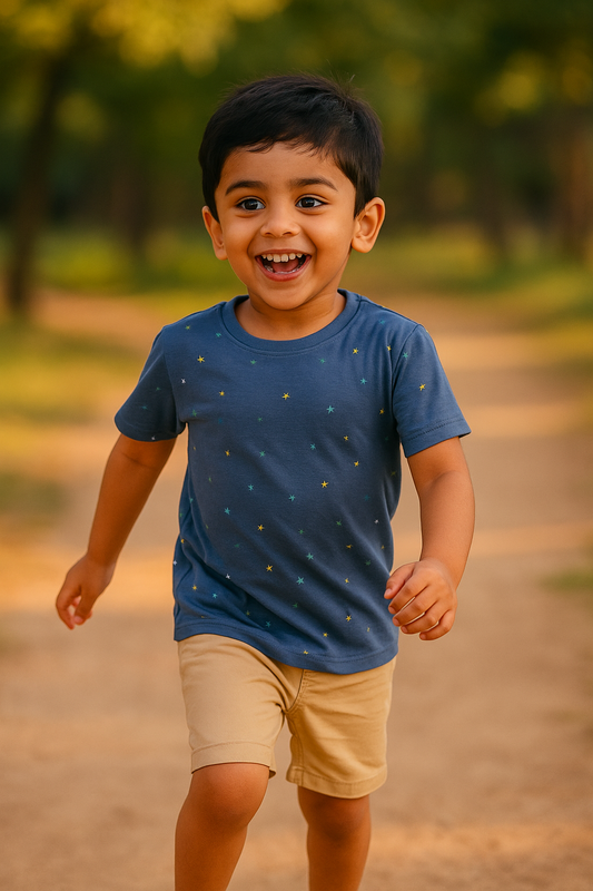 Grey Star Unisex T-Shirt for Kids (8–10 Years) | Soft Cotton Tee for Boys & Girls