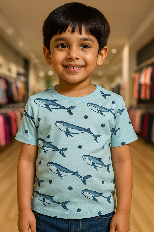 Fish Print Cotton T-Shirt – Soft & Colorful Tee for Kids